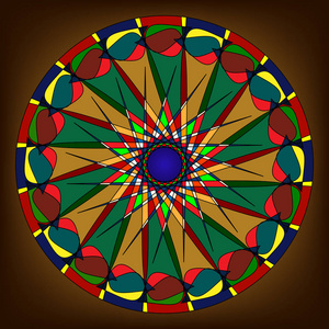 矢量曼荼罗, 圆形的几何装饰, 风格化的花卉图案.