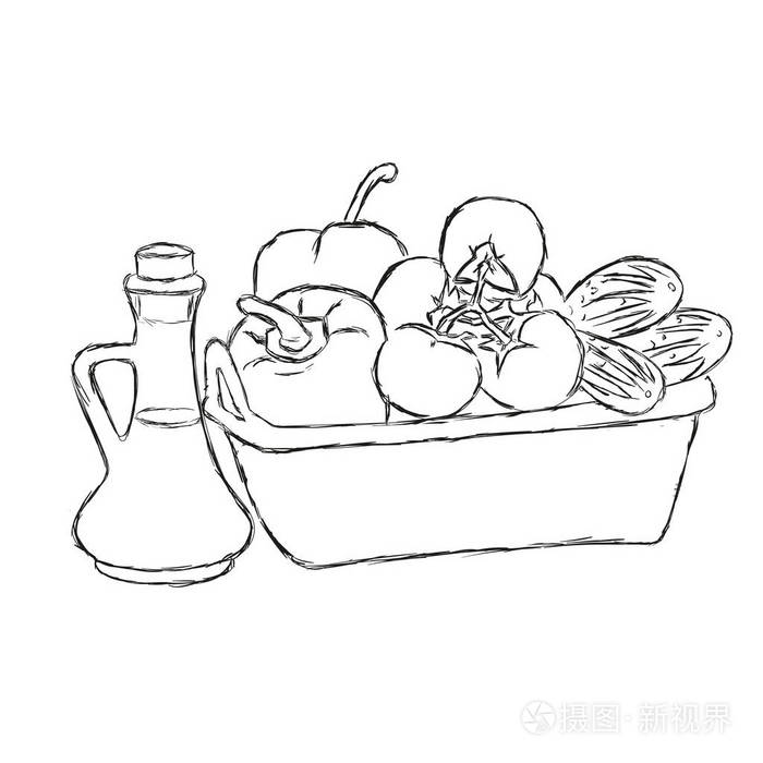 菜篮用蔬菜手绘矢量插画