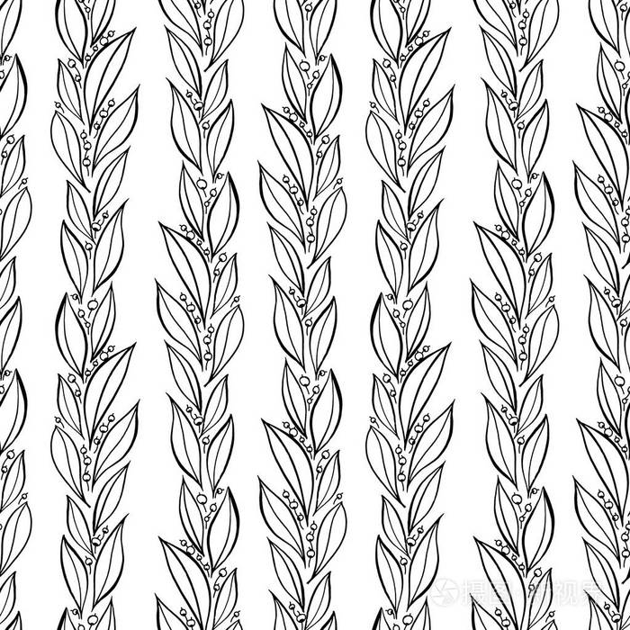 摄图新视界 插画 纹理背景 手绘简单的叶子, 植物图案.