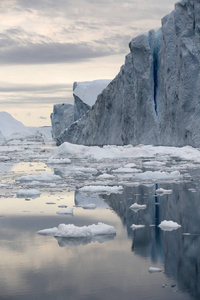地球的极地区域。各种形式和大小的冰山。气候变化和地球年平均温度的增长。减少极地冰和灾难性解冻的面积。