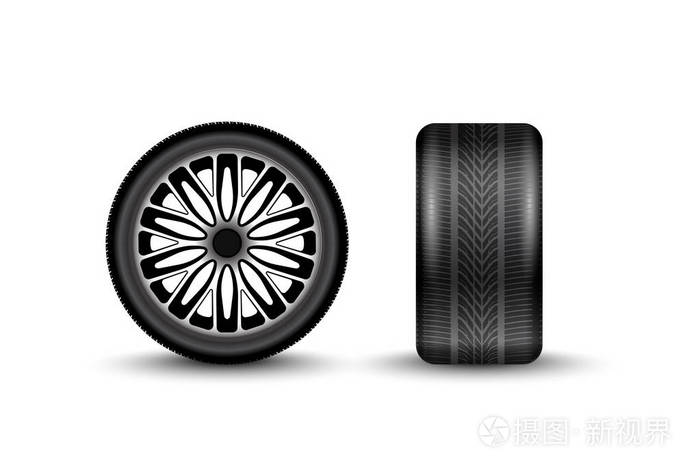 汽车车轮3d在白色背景