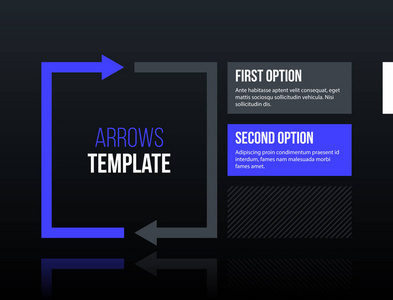 带有两个选项的方形箭头模板, 在优雅的技术风格背景下
