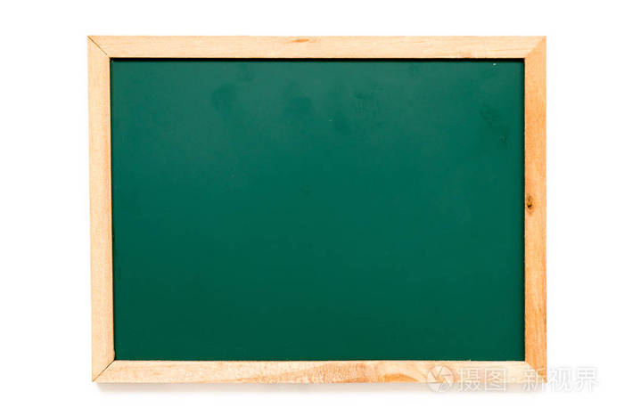 空白的绿色黑板在白色背景与拷贝空间为广告增加文本或词