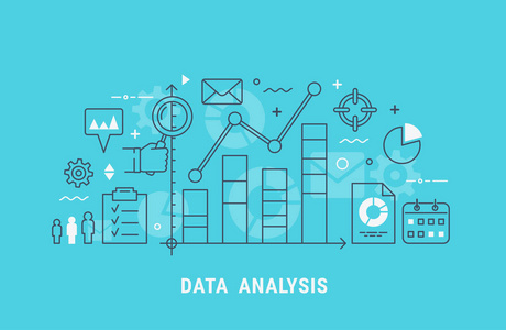 数据分析细线矢量图