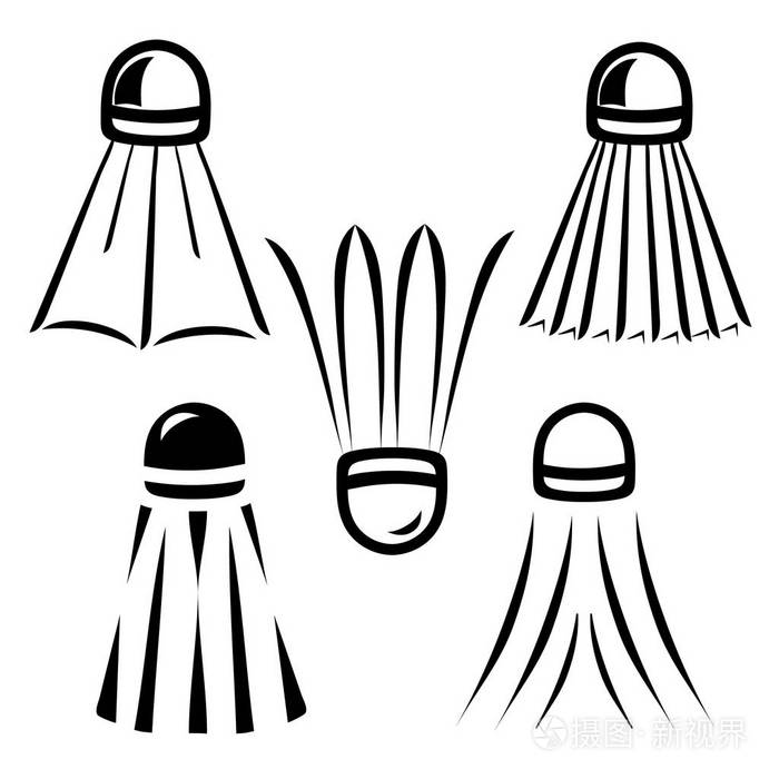 毽球平面图标矢量图运动概念羽毛球穿梭机平面图标矢量插图运动概念