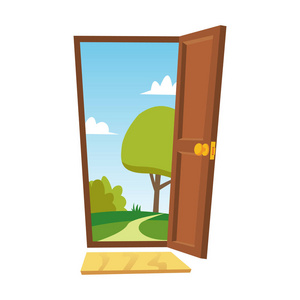 房间里的门垫.平的动画片样式向量例证.