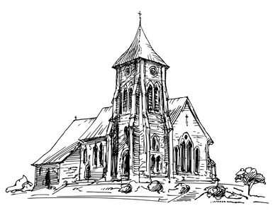 手绘教堂图片