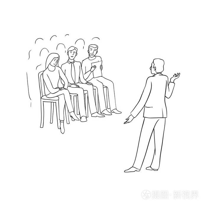 演讲或会议上的演讲者.听众听演讲插画-正版商用图片112r84-摄