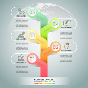 业务概念信息模板5步可用于工作流布局图编号选项时间表或里程碑项目。