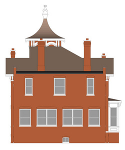 维多利亚风格的老房子。白色背景上的插图。种类从不同的边
