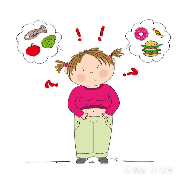 不确定的胖女孩想吃什么