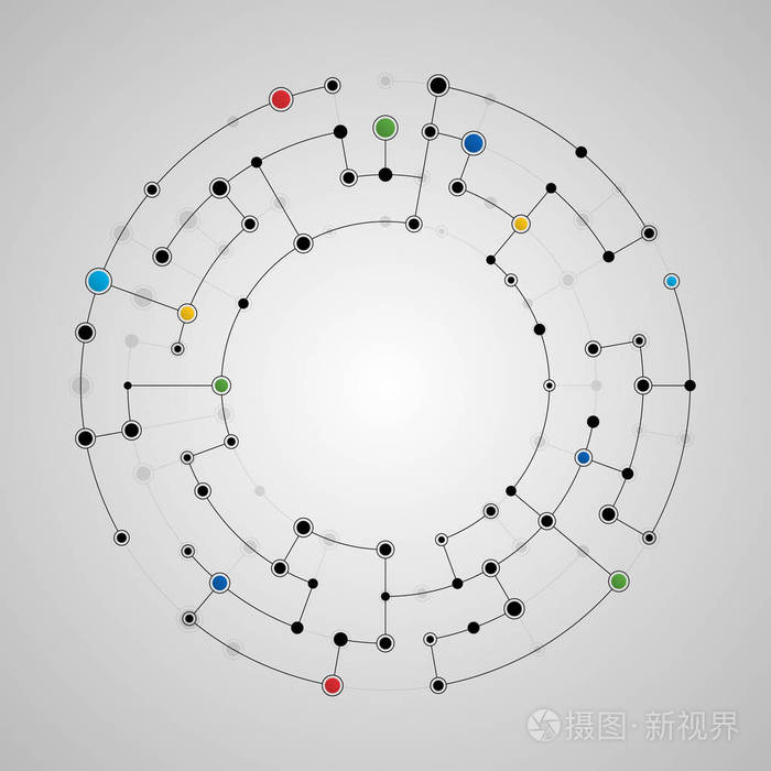 连接线和圆点圆形图案