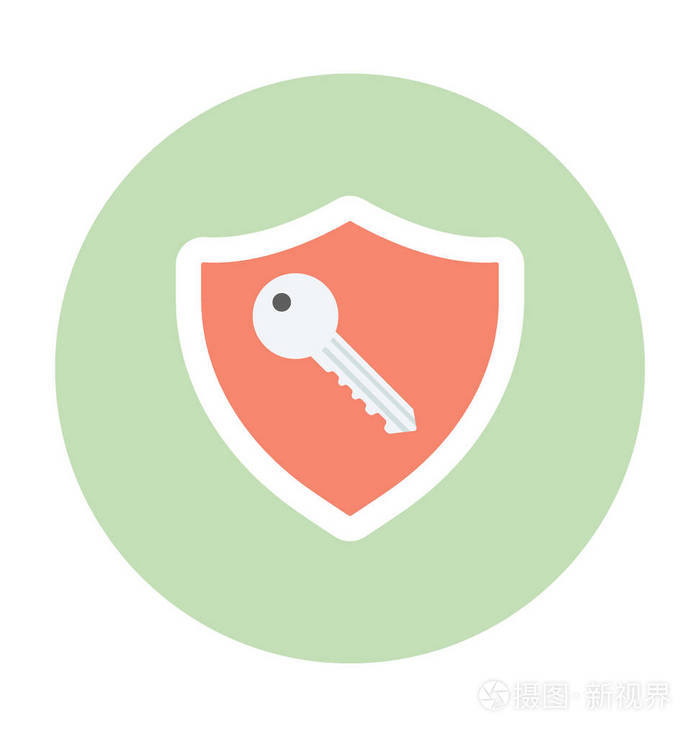 屏蔽与关键彩色矢量图标