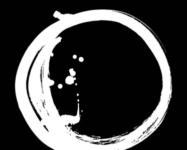 黑色画笔以圆圈的形式笔画. 用墨水素描手工技术创作的绘画.照片