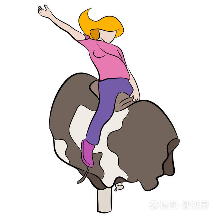 女孩骑机械牛