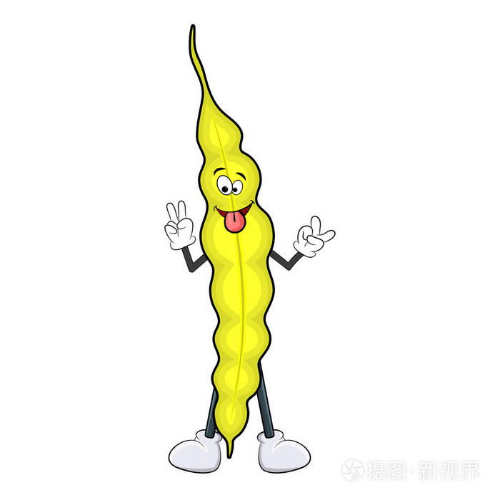 卡通人物串豆舌与白背隔离