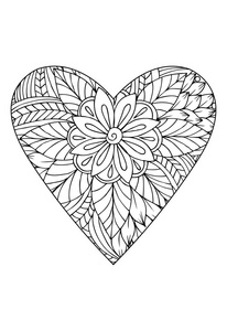 s day theme. Heart with flower pattern. Vector white and black d