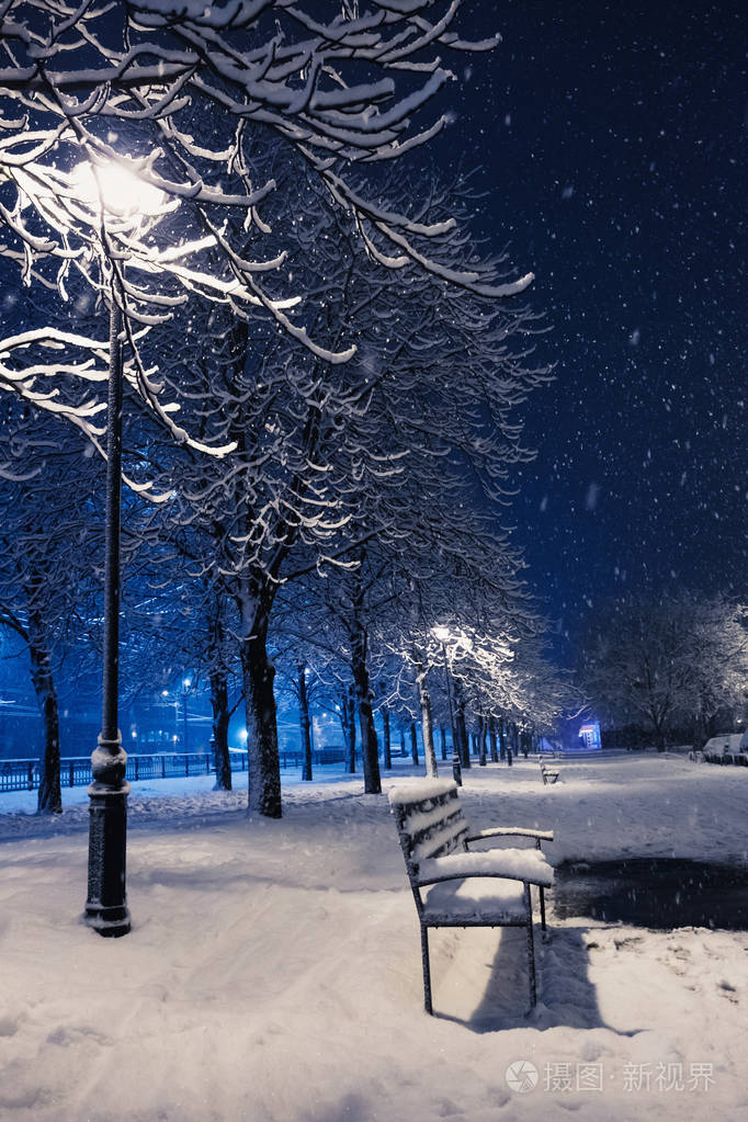 冬季公园夜景图片图片