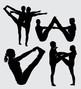 健身和瑜伽训练运动剪影很好地使用符号标志，网络图标，吉祥物标志贴纸或任何你想要的设计
