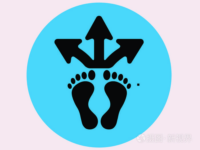 一个人的脚印决定和选择概念平面图标向量