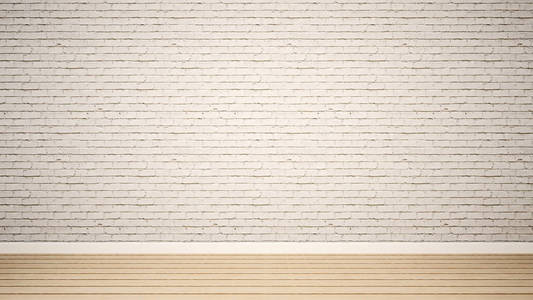 公寓或住宅内的空房间和白色砖墙3d 渲染