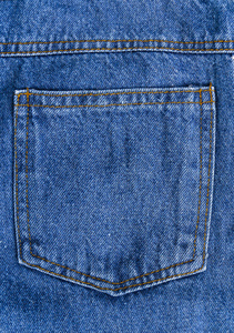 蓝色牛仔裤后口袋纹理背景空白空间