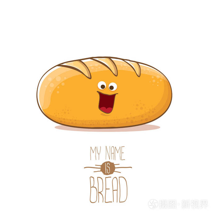我的名字是面包概念插图.时髦的食物烘焙角色