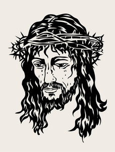 耶稣基督面艺术矢量草图设计
