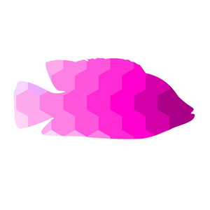 鱼的剪影。抽象在紫色的色调。矢量图标