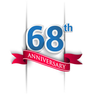 庆祝68周年纪念标志矢量设计模板元素为您的生日聚会