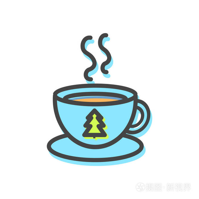 杯热茶圣诞, 矢量插画