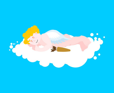 丘比特睡在云上。小天使睡着了。情人节14