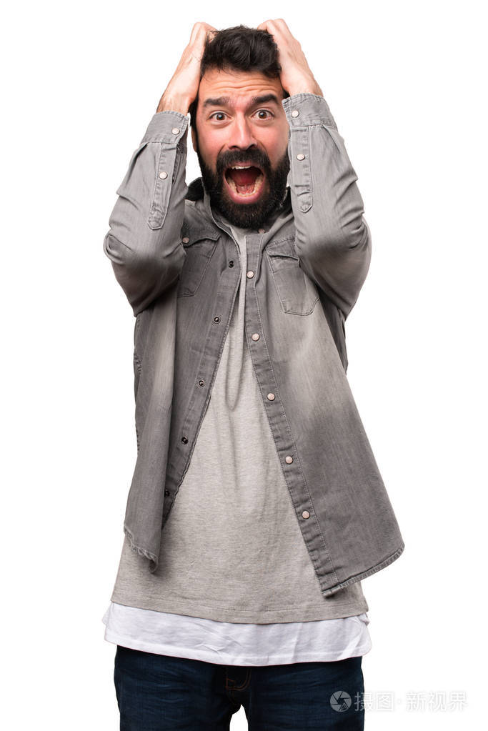 白底胡子的失意英俊男子