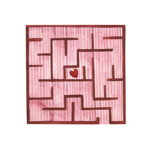 爱迷宫.粉红色水彩元素为情人节.剪贴簿设计元素.