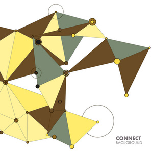 摘要多边形与连接点和线。连接科学背景