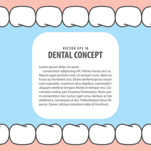 布局牙齿和口香糖框架内查看卡通风格的信息或