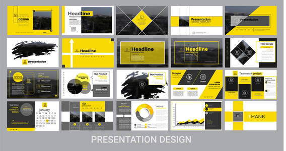 促销广告宣传模板，传单，小册子，产品报告，横幅，商业现代风格，黑色和黄色背景。 矢量插图