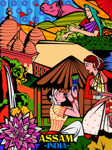 印度阿萨姆邦的彩色 culutral 展示
