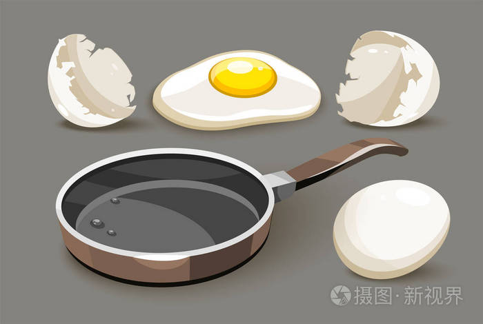 设置为健康早餐平底锅与油插画-正版商用图片114h3f-摄图新视界