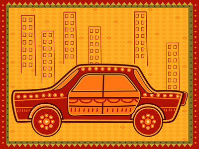 印度出租车司机的民俗艺术风格图片