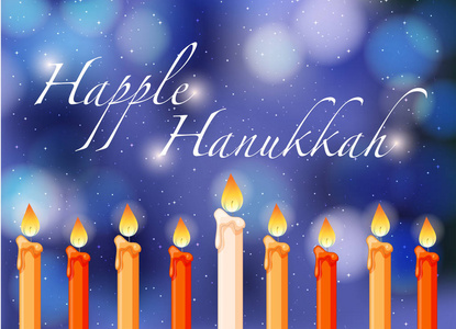 愉快的 Hannukkah 主题与 candlelights