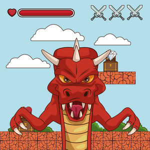 龙在视频游戏风景动画片图片