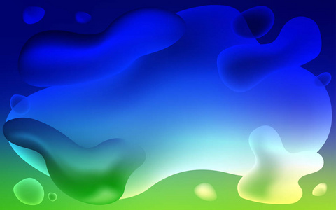 浅蓝绿色矢量模板与液体形状。 现代梯度抽象插图与带线。 手机背景的模板。