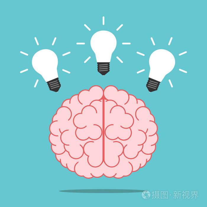 灵感创意洞察力和aha时刻概念. 平面设计. 矢量图没有透明度没有梯度