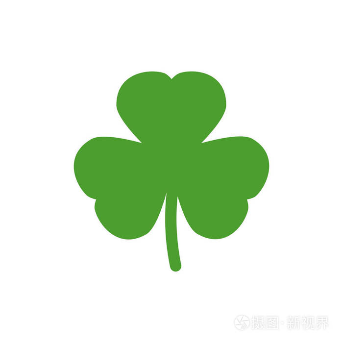 绿色三叶草插图孤立在白色上三叶草三叶花圣帕特里克日矢量爱尔兰符号
