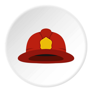 红色消防员头盔图标圈