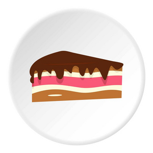 一块蛋糕与巧克力奶油图标圈子