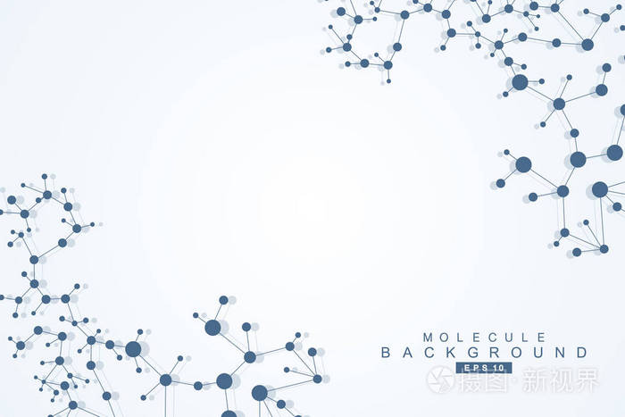 结构分子和通信.dna,原子, 神经元.您设计的的科学概念.带点相互连接