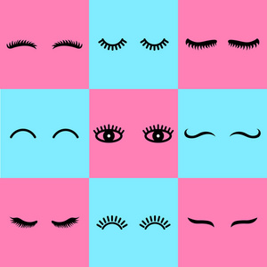 可爱的睫毛在卡通风格.闭眼照片