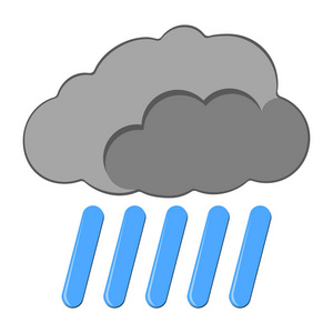 雨与云图标。白色背景下的网络天气标签。卡通矢量插图